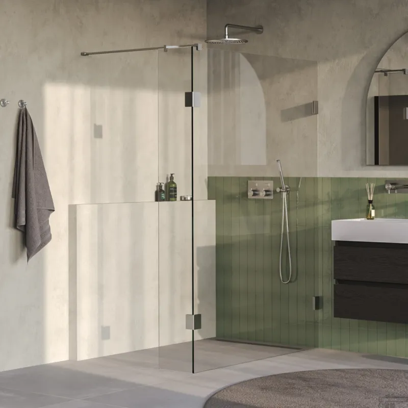 BRAUER Void inloopdouche helder glas 140x200 met 30 zijwand incl. glascoating PVD RVS-kleurig geborsteld Superprijs