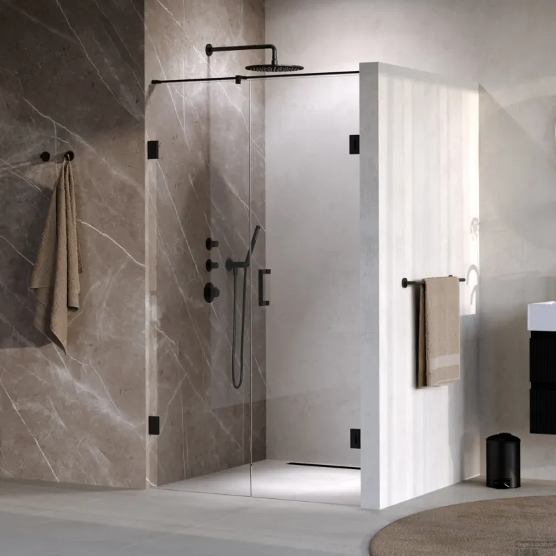BRAUER Void nisdeur 2-delig helder glas 120x200 omkeerbaar met draaideur 60 aan muur incl. glascoating mat zwart Actieprijs
