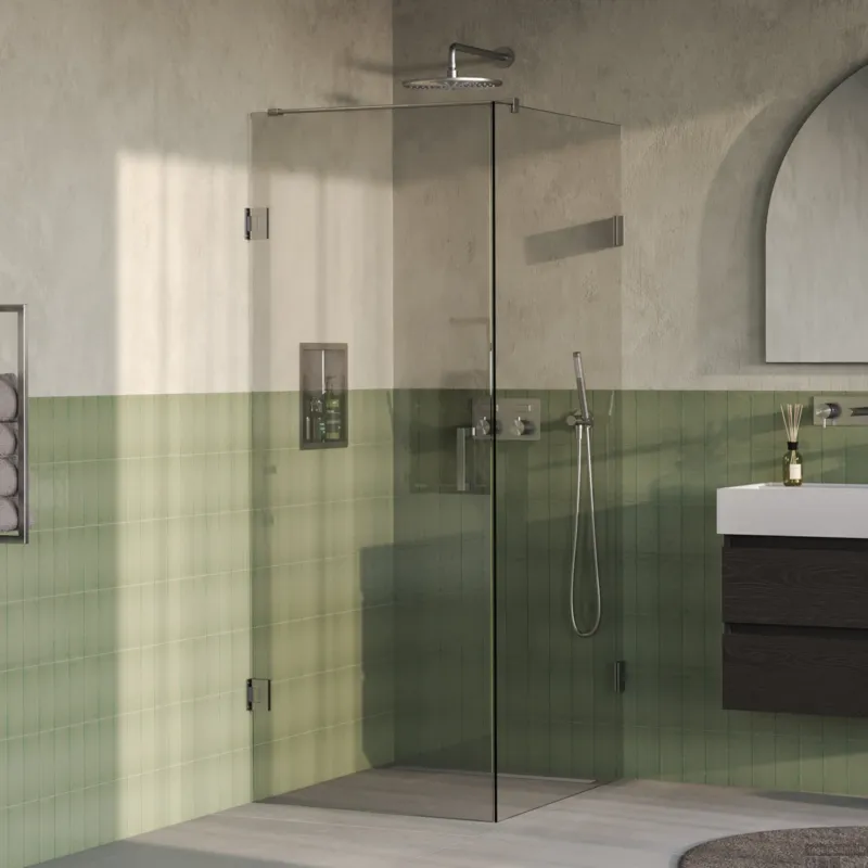 Beste Prijs BRAUER Void douchecabine met draaideur helder glas 80x100x200 incl. glascoating PVD RVS-kleurig geborsteld