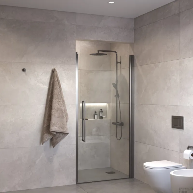 Beste Prijs Sanivo Suno Nisdeur draaideur 80 cm Gunmetal Helder Glas 8 mm Nano
