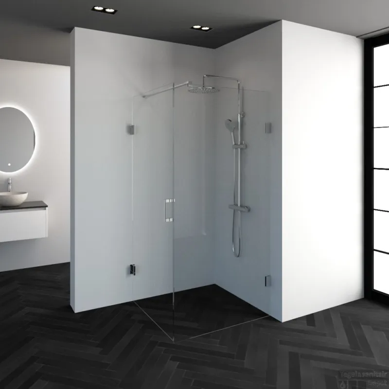 Laatste Versie BRAUER Void douchecabine met draaideur helder glas 90x100x200 incl. glascoating chroom