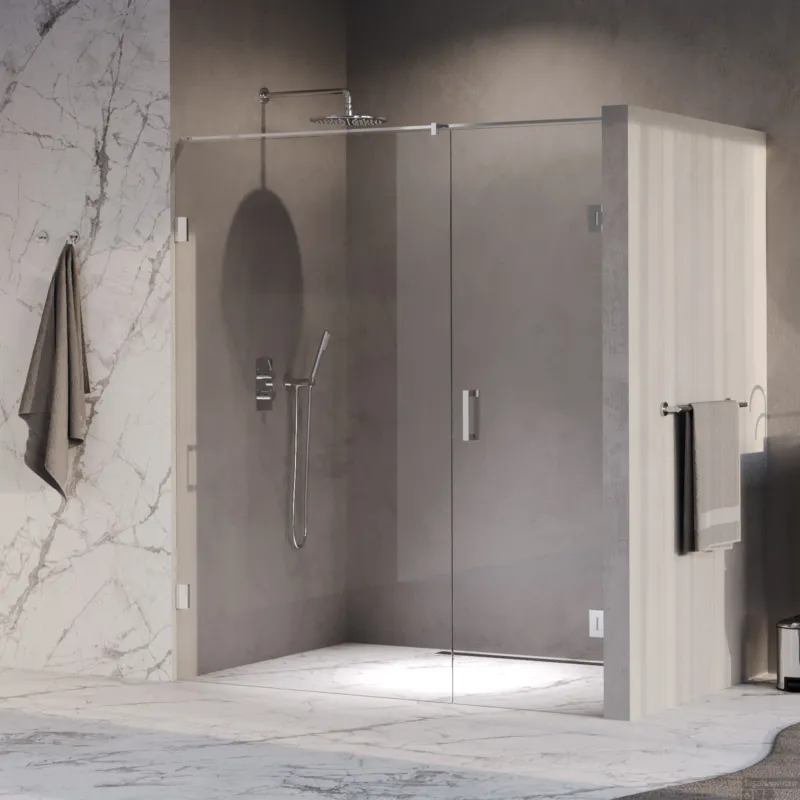 Laatste Kans BRAUER Void nisdeur 2-delig helder glas 180x200 omkeerbaar met draaideur 70 aan muur incl. glascoating chroom