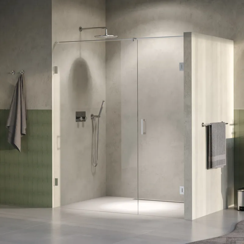 BRAUER Void nisdeur 2-delig helder glas 180x200 omkeerbaar met draaideur 70 aan muur incl. glascoating PVD RVS-kleurig Uitverkoop