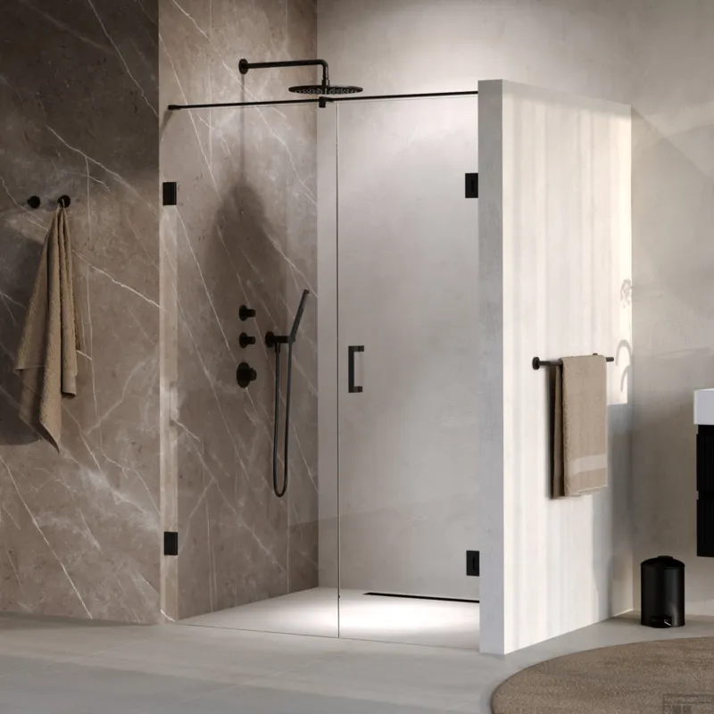 BRAUER Void nisdeur 2-delig helder glas 130x200 omkeerbaar met draaideur 60 aan muur incl. glascoating mat zwart Beperkt Aanbod