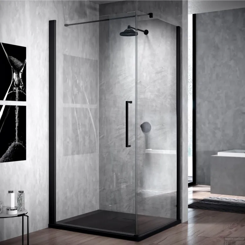 Meest Verkocht Douchecabine Novellini Young G+F met Draaideur Helder Glas 75x200 cm Mat Zwart Profiel