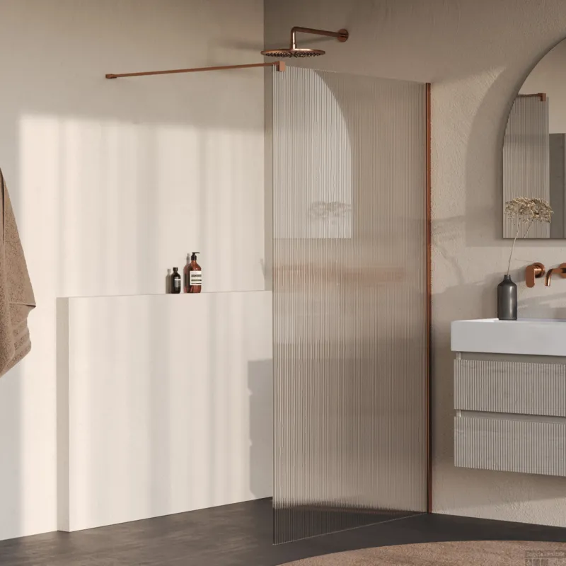 BRAUER Oblivion Flow inloopdouche helder ribbelglas 120x200 incl. glascoating Geborsteld Koper PVD Voordeelprijs