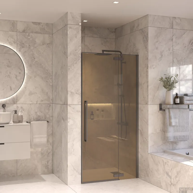 Rechtstreeks Van De Fabrikant Nisdeur Set Sanivo Vigo Champagne Glas 90x200 Gunmetal