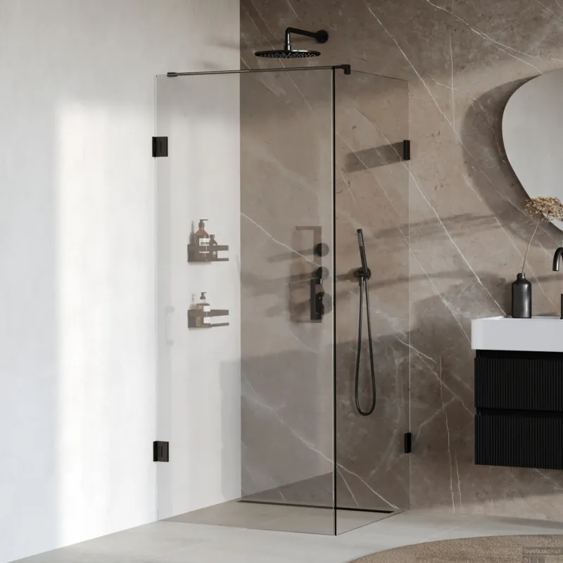 Lage Prijs BRAUER Void douchecabine met draaideur helder glas 80x80x200 incl. glascoating mat zwart