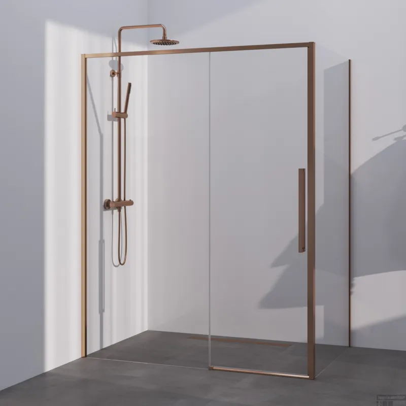 Lage Kosten BRAUER Season douchecabine model B met schuifdeur helder glas 160x100x200 omkeerbaar incl. glascoating Season-Koper