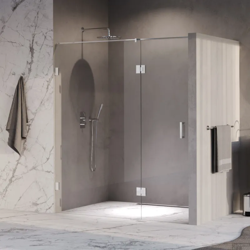 Superprijs BRAUER Void nisdeur 2-delig helder glas 180x200 omkeerbaar met draaideur 70 aan glas incl. glascoating chroom
