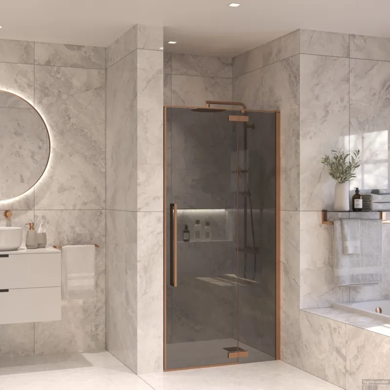 Nisdeur Set Sanivo Vigo Rookglas 90x200 Geborsteld Brons Veilige Betaling
