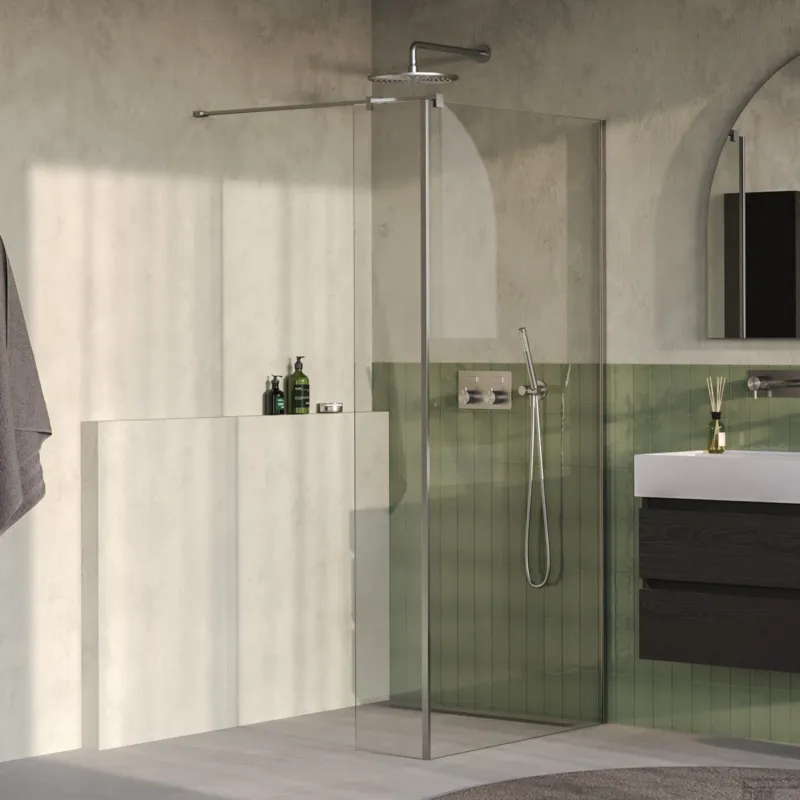 BRAUER Oblivion inloopdouche helder glas 100x200 met zijwand 30 incl. glascoating PVD RVS-kleurig geborsteld Betrouwbaar