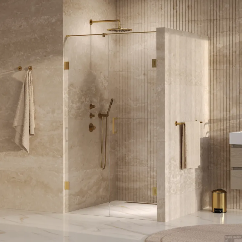 Fabrieksprijs BRAUER Void nisdeur 2-delig helder glas 110x200 omkeerbaar met draaideur 60 aan muur incl. glascoating PVD goud