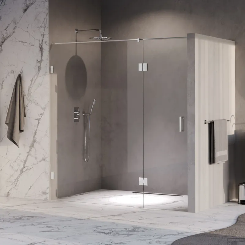 Veilige Betaling BRAUER Void nisdeur 2-delig helder glas 200x200 omkeerbaar met draaideur 70 aan glas incl. glascoating chroom