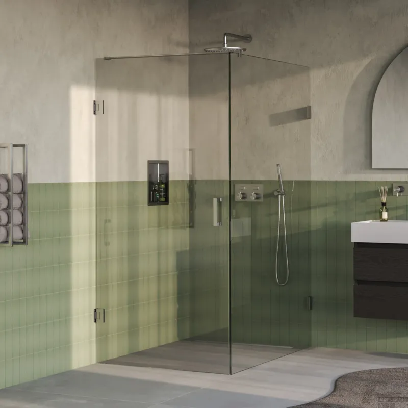 BRAUER Void douchecabine met draaideur helder glas 100x140x200 incl. glascoating PVD RVS-kleurig geborsteld Superprijs