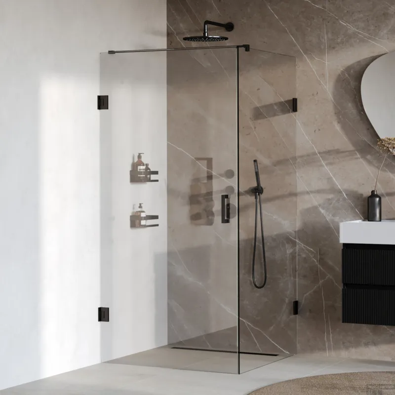 BRAUER Void douchecabine met draaideur helder glas 100x100x200 incl. glascoating mat zwart Must-Have