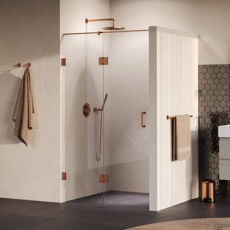 BRAUER Void nisdeur 2-delig helder glas 110x200 omkeerbaar met draaideur 60 aan glas incl. glascoating PVD koper Beste Prijs