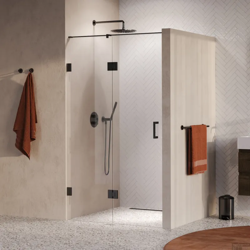 BRAUER Void nisdeur 2-delig helder glas 110x200 omkeerbaar met draaideur 60 aan glas incl. glascoating PVD gunmetal Beperkt Aanbod