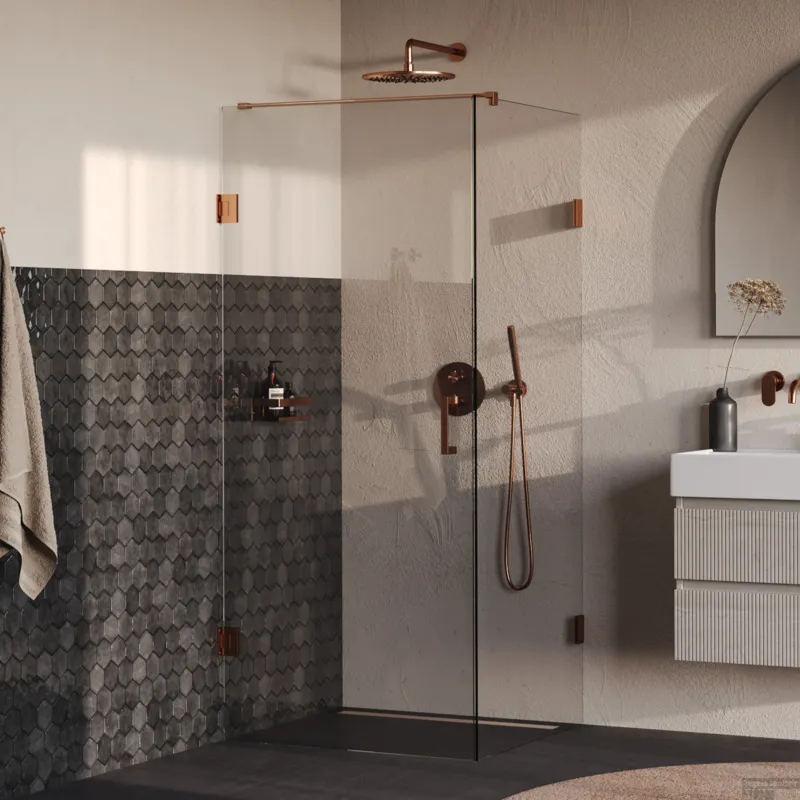 BRAUER Void douchecabine met draaideur helder glas 90x90x200 incl. glascoating PVD koper geborsteld Koopje
