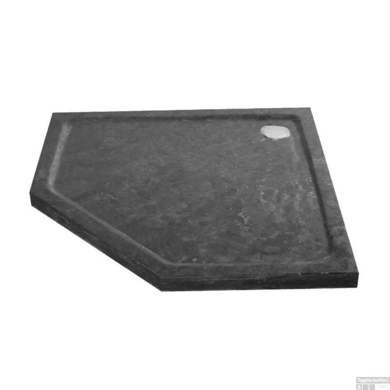 Douchebak Natuursteen Sanilux Jory 90x90x4cm Vijfhoek Zwart/bruin Radius 55cm Lage Prijs