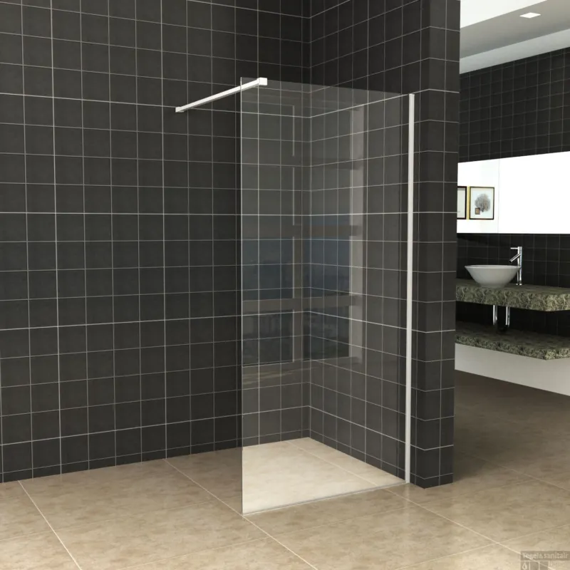 Alleen Vandaag BWS Inloopdouche Pro Line Helder Glas 75x200 Mat Wit Profiel en Stabilisatiestang