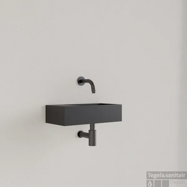 Fontein Gliss Design Nano 36x18x9 cm Zonder Kraangat Links Mat Zwart Seizoensaanbieding