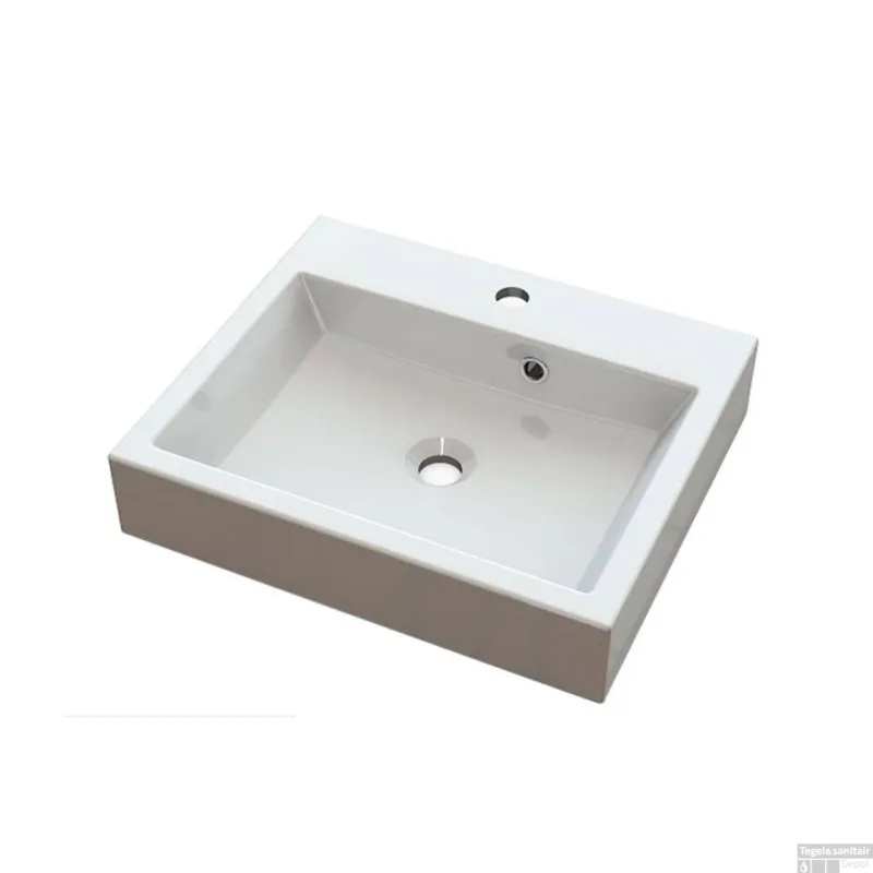 Fabrieksprijs Wastafel Sapho Orinoko Rechthoekig 50x10x42 cm Cast Marble Wit