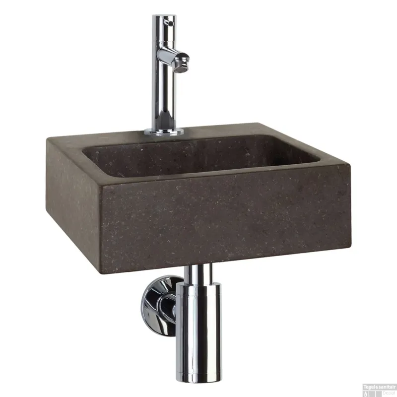 Veilige Betaling Differnz Fonteinset Square 28x27x9 cm Natuursteen Zwart