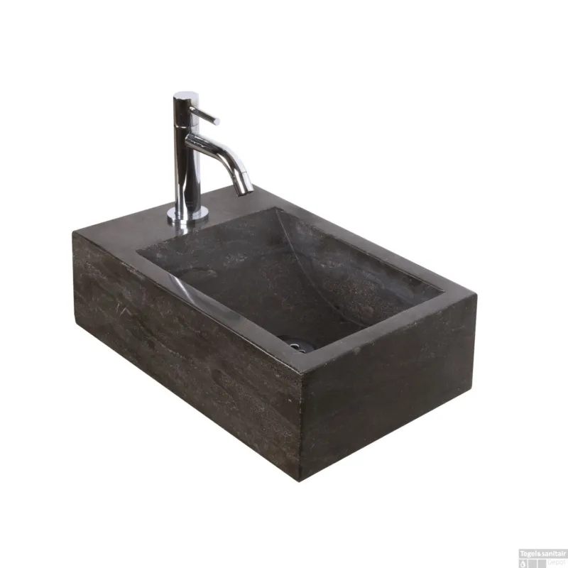 Express Levering Fonteinset Natuursteen Nera 40x23x11 cm (kraangat links)