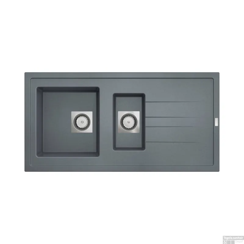 Superprijs Inbouw Spoelbak Uitstortgootsteen Van Marcke Go Molto 98x50 cm Polyester Beton Grijs