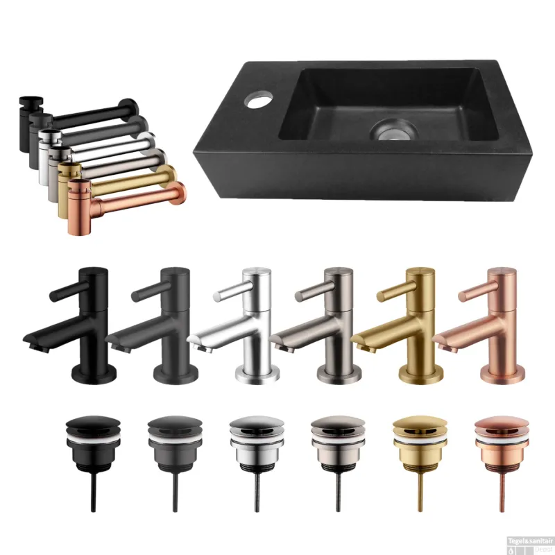 Fonteinset Wiesbaden Rhea Mini Links Quartz Mat Zwart (Mix & Match) Koop Vandaag