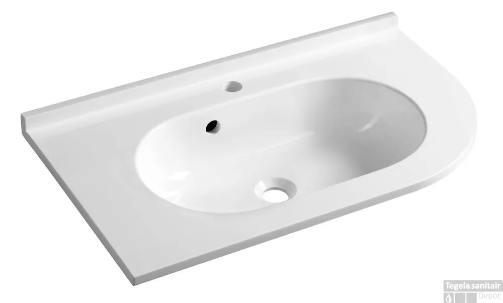 Must-Have Gebogen Wastafel Sapho Pulse 75x45 cm Links Wit