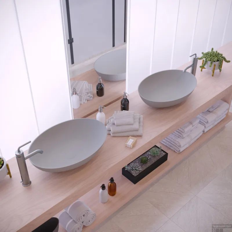 Favoriet Opbouw Waskom Ideavit Solidthin 60x40x14.5 cm Solid Surface Mat Licht Grijs