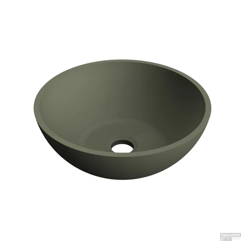 Waskom Arcqua Prince Opbouw 38x14 cm Rond Mat Groen Speciale Aanbieding