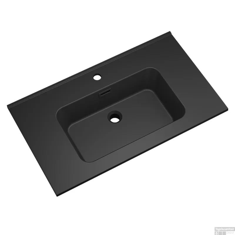 Tijdelijk Beschikbaar Wastafel Wiesbaden Ribbella 80 cm Mat Zwart