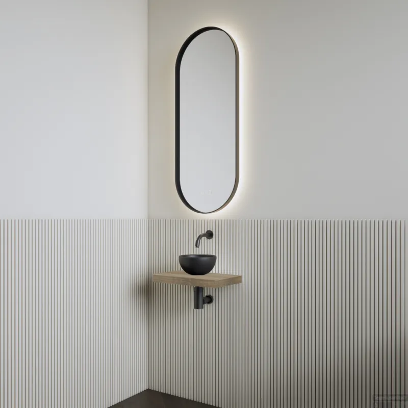 Laatste Versie Fonteinset BWS Leto Planchet Ash Grey Waskom Mat Zwart