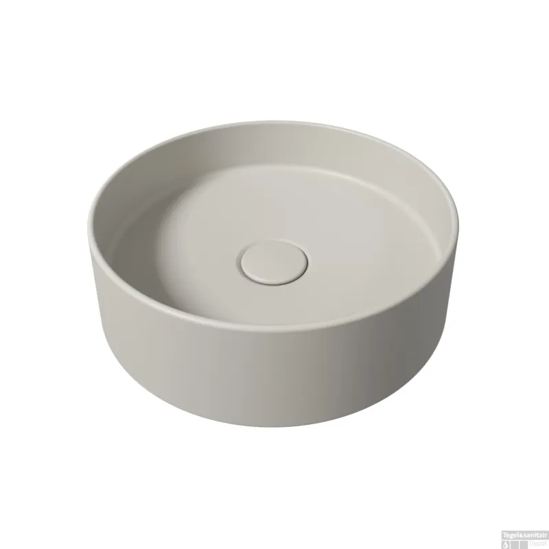 Opbouw Waskom Salenzi Hide Circle 40x12 cm Mat Grijs (inclusief bijpassende afvoerplug) Betaalbaar