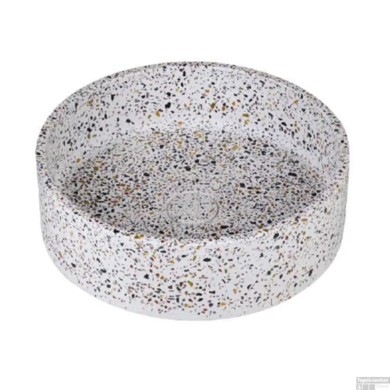 Actieprijs Waskom Ideavit Idea.Ora 39x39x12 cm Rond Terrazzo Wit