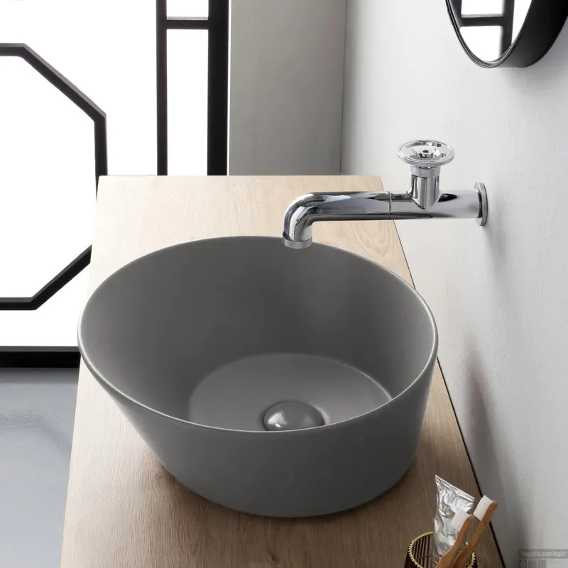 Waskom By Goof Mees Design Opbouw Wastafel Rond 42 cm Mat Grijs Merkproduct