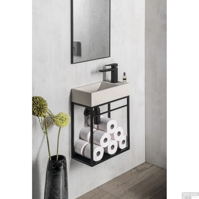 Populair Fonteinset Sapho Crest Kraangat Rechts 40x45x22 cm Zandsteen