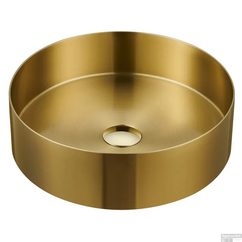 Dagaanbieding Waskom Sapho Aurum Rond 38 x 11 cm RVS Mat Goud