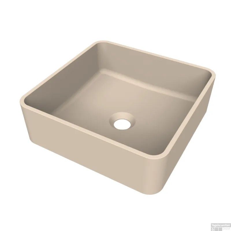 Arcqua Case Opbouw Waskom Vierkant 37x37 Mat Zand Gereduceerde Prijs