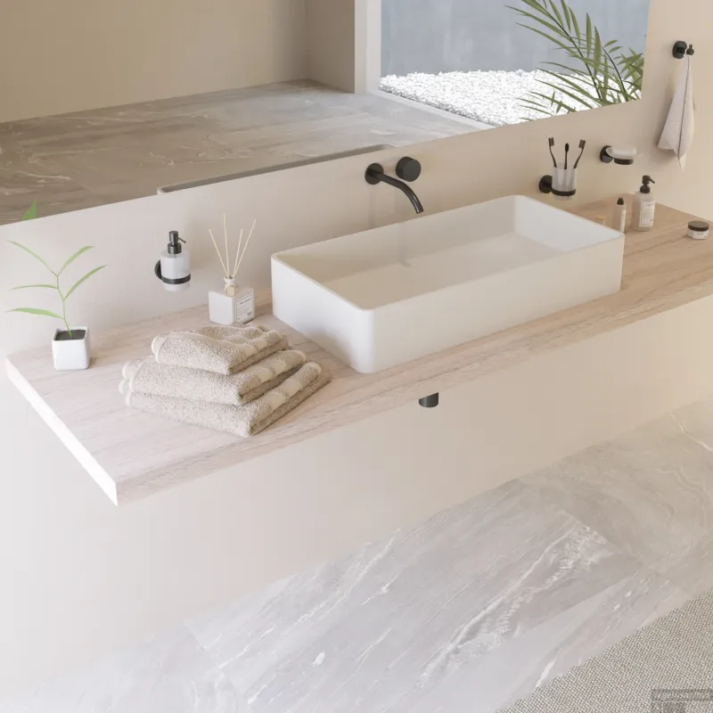 Opbouw Waskom Ideavit Solidtop 80x40x15 cm Solid Surface Mat Wit Premium