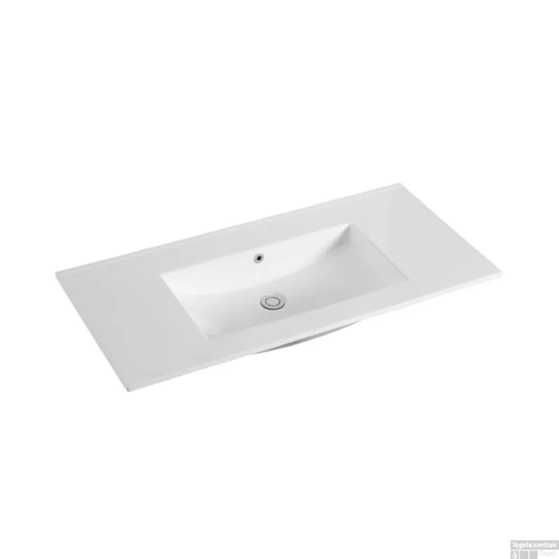Wastafel Sanilux Classic 100x47x2,5 cm Keramiek Wit (zonder kraangat) Aanbieding
