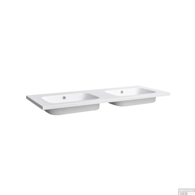 Wastafel Sanilux Classic 120x47x3 cm Mineraalmarmer Mat Wit Dubbel (zonder kraangaten) Betrouwbaar