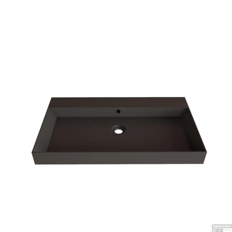 Laatste Kans Wastafel Gliss Design Lako 80 cm 1 Kraangat Mat Zwart