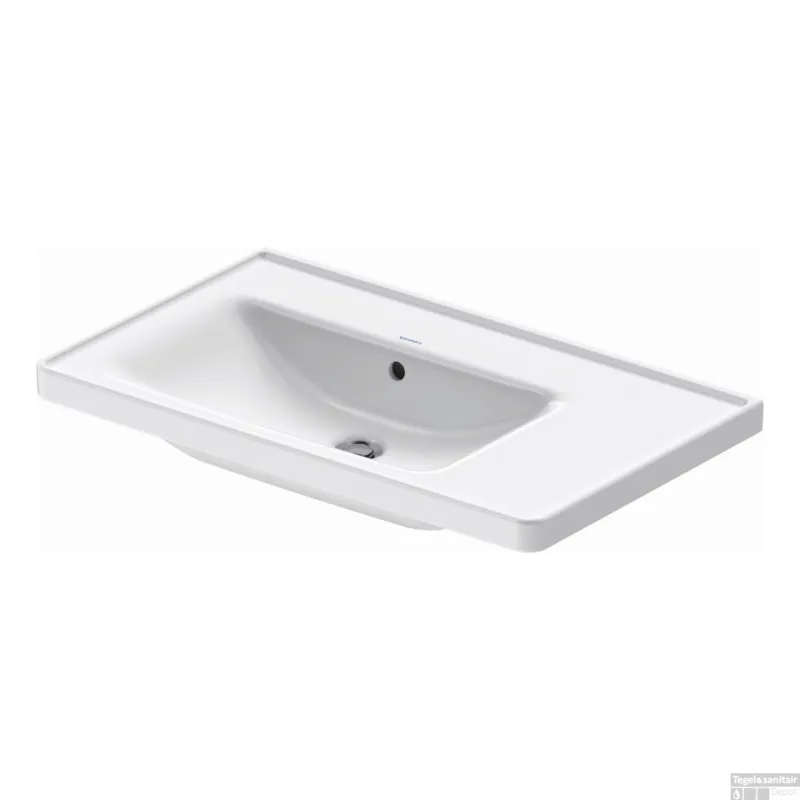 Wastafel Duravit D-Neo Rand Overloop Kraanvlak Zonder Kraangat 80 cm Hoogglans Wit Links Meest Verkocht