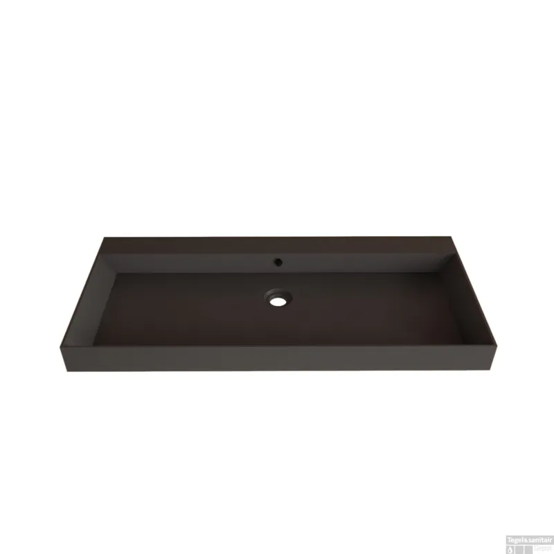 Bestel Nu Wastafel Gliss Design Lako 100 cm 2 Kraangaten Mat Zwart