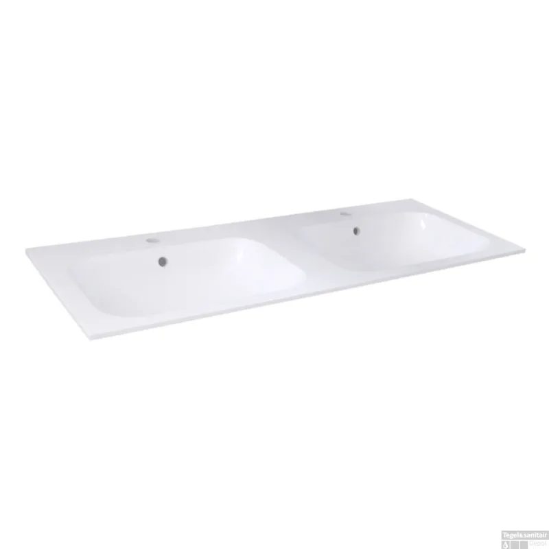 Populair Wastafel Best Design Bora 120x47,5x1,2 cm Polybeton Hoogglans Wit (2 kraangaten)
