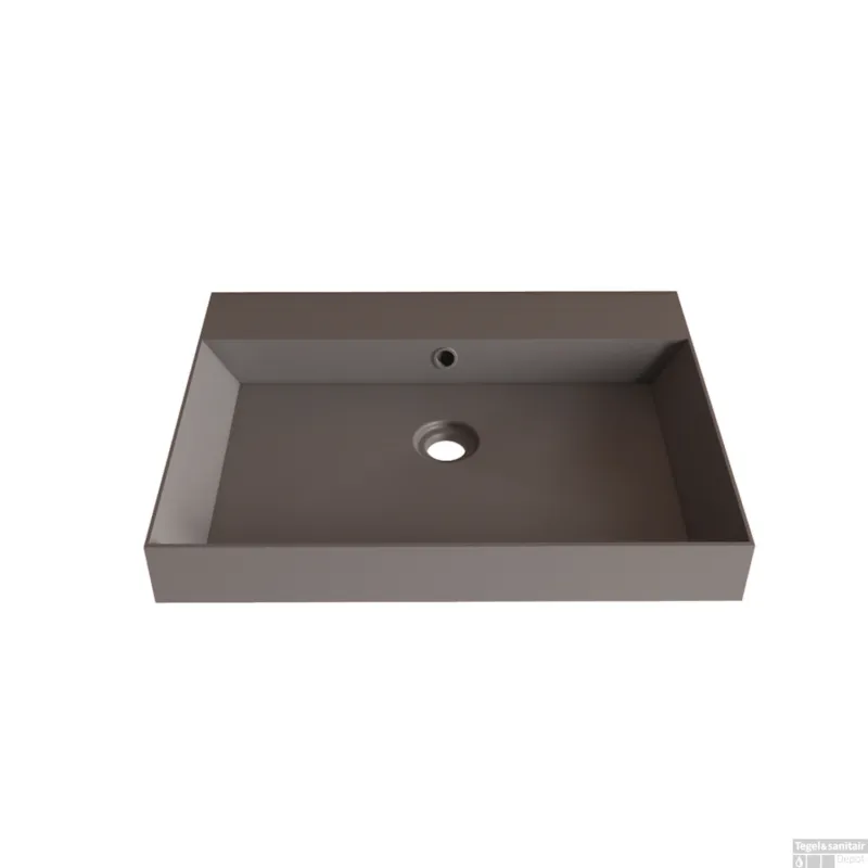 Lage Kosten Wastafel Gliss Design Lako 70 cm 1 Kraangat Mat Leigrijs